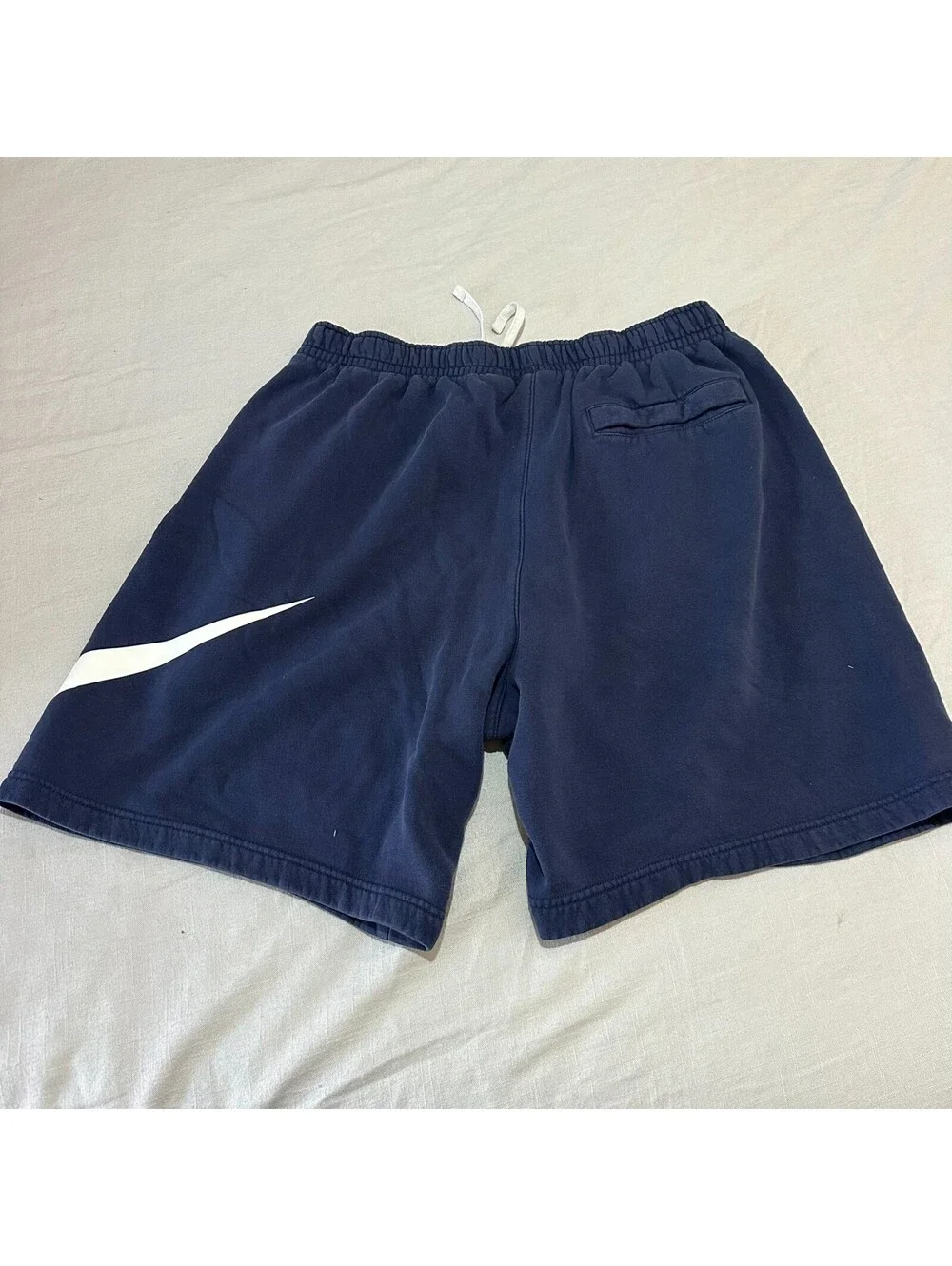 Nike Club Fleece Shorts Men XL Big Logo Navy Blue Big Swoosh Sweats Drawstring